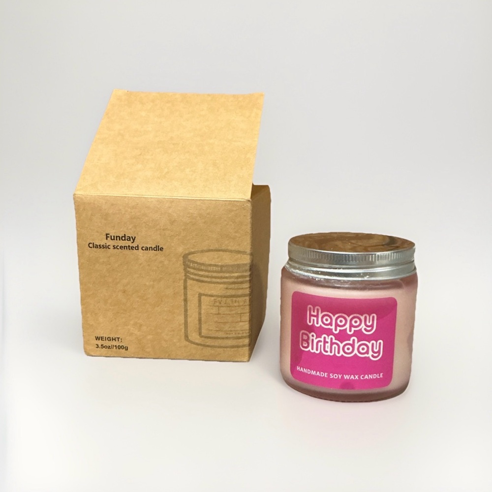 Pink Happy Birthday Soy Wax Candle